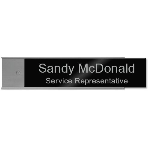 NapTags Nap Tags Aluminum Nameplate Holder - Wall or Door - Silver 8"" x 2"" (1) - Image 2